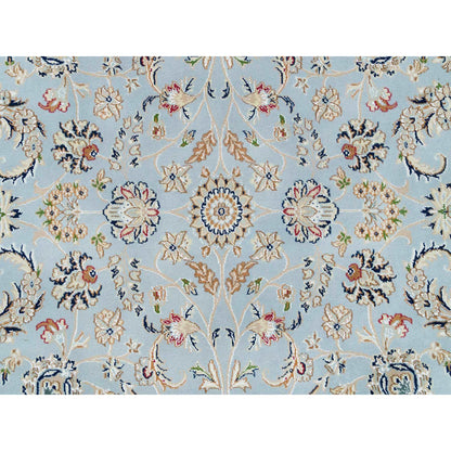 Fine Oriental Wool Hand Knotted Rug Blue Ivory 6.0X6.0 -O090017