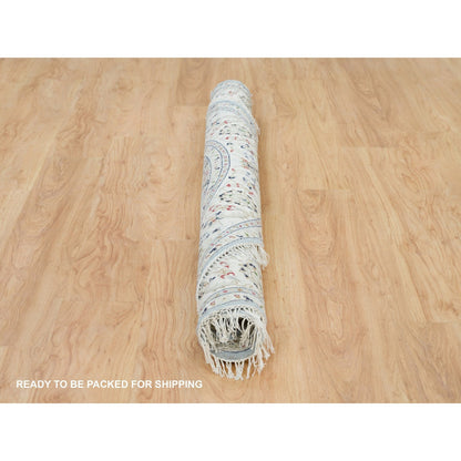 Fine Oriental Wool Hand Knotted Rug Blue Ivory 6.0X6.0 -O090017