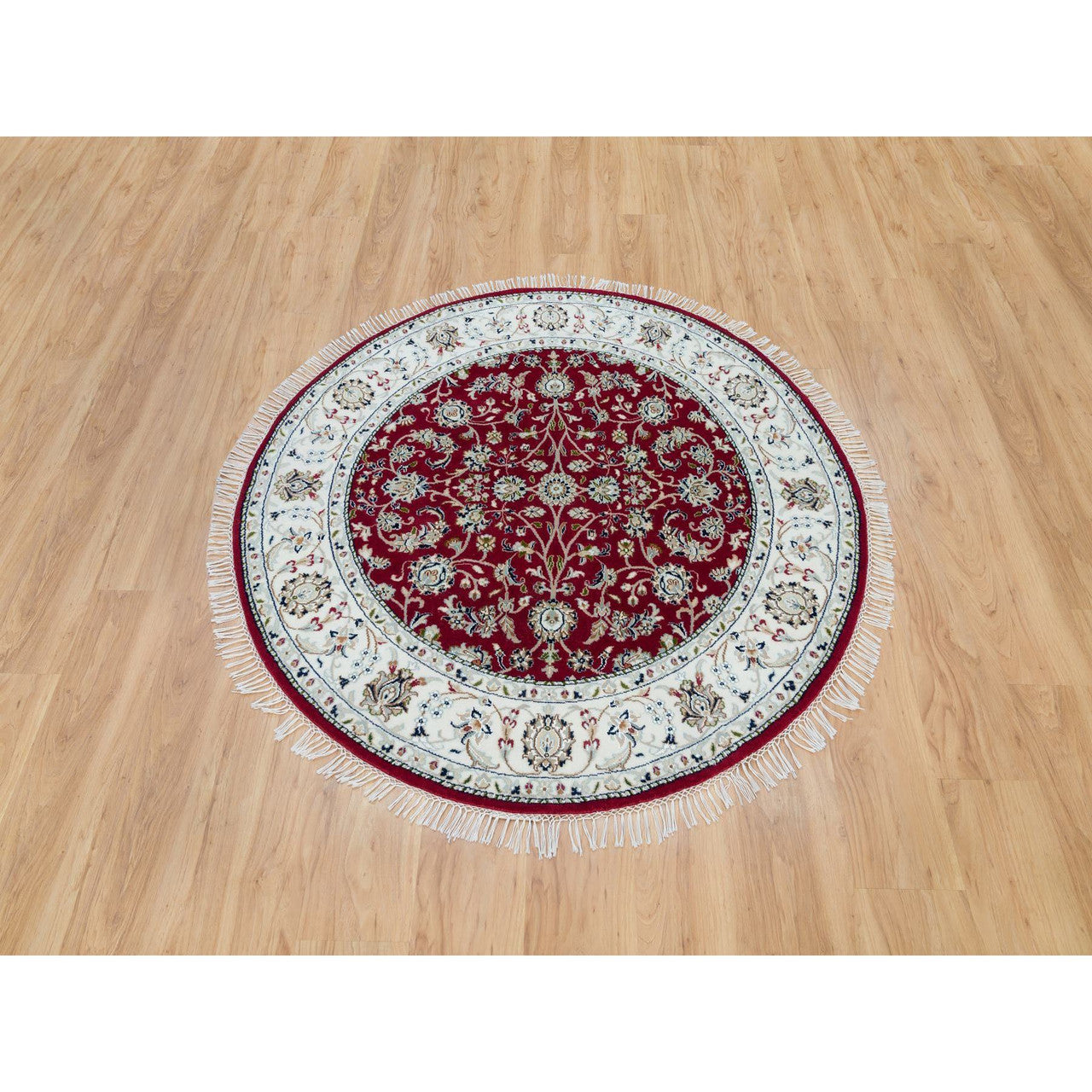 Red 4'10" x 4'10" Fine Oriental Hand knotted Wool Rug -O090018