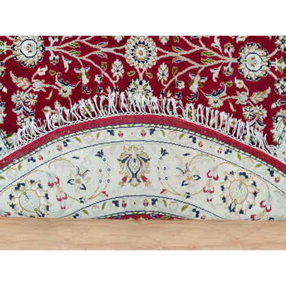 Fine Oriental Wool Hand Knotted Rug Red Ivory 4.10X4.10 -O090018