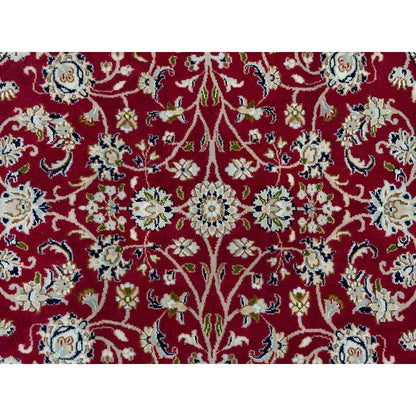 Fine Oriental Wool Hand Knotted Rug Red Ivory 4.10X4.10 -O090018