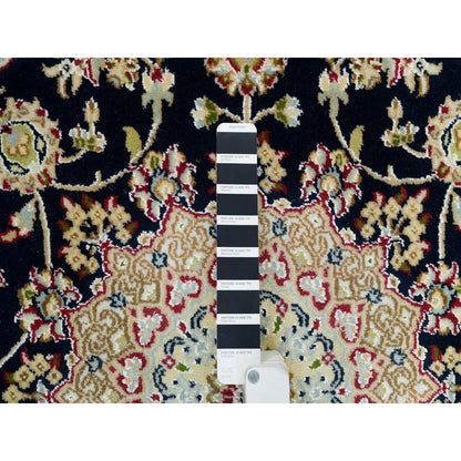 Fine Oriental Wool Hand Knotted Rug Blue Ivory 4.0X4.0 -O090021