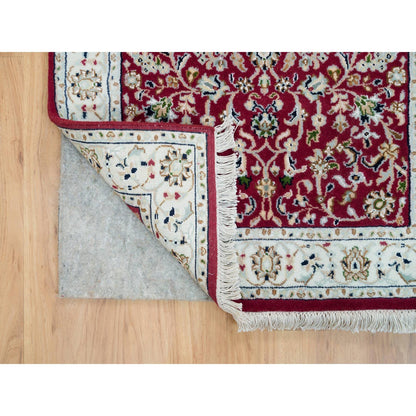 Fine Oriental Wool Hand Knotted Rug Red Ivory 2.9X8.2 -O090022