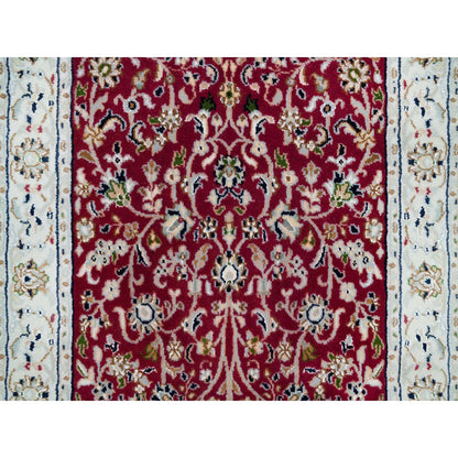 Fine Oriental Wool Hand Knotted Rug Red Ivory 2.9X8.2 -O090022