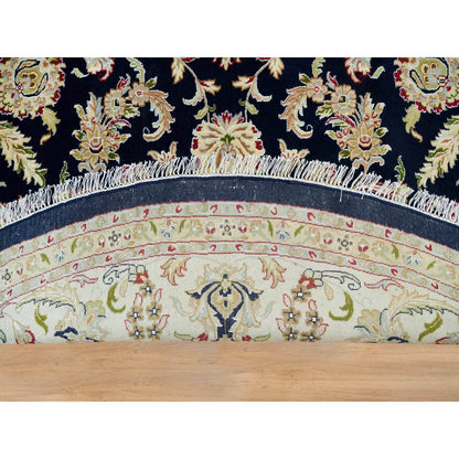 Fine Oriental Wool Hand Knotted Rug Blue Ivory 9.10X9.10 -O090024