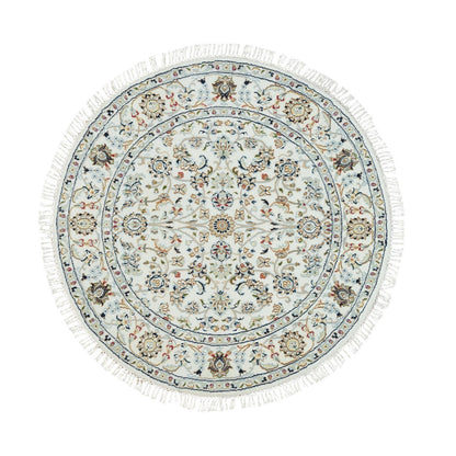Fine Oriental Wool Hand Knotted Rug Ivory Ivory 4.1X4.1 -O090026