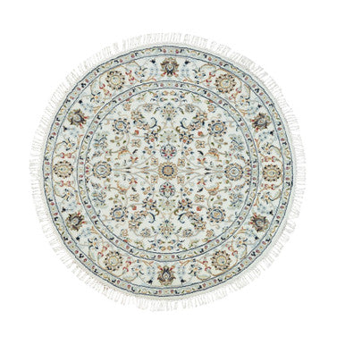 Fine Oriental Wool Hand Knotted Rug Ivory Ivory 4.1X4.1 -O090026