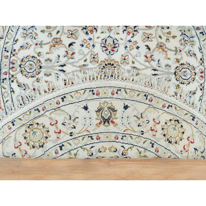 Fine Oriental Wool Hand Knotted Rug Ivory Ivory 4.1X4.1 -O090026