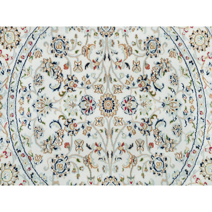 Fine Oriental Wool Hand Knotted Rug Ivory Ivory 4.1X4.1 -O090026