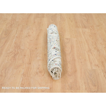 Fine Oriental Wool Hand Knotted Rug Ivory Ivory 4.1X4.1 -O090026
