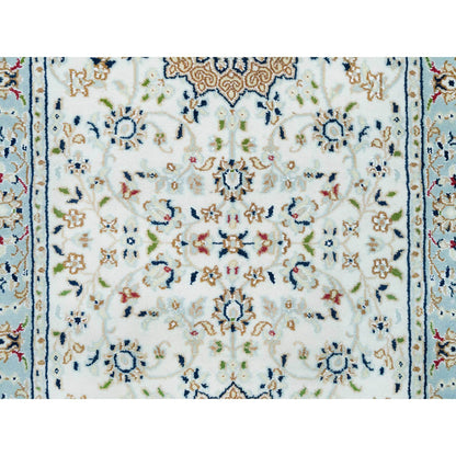 Fine Oriental Wool Hand Knotted Rug Ivory Blue 2.8X13.0 -O090028