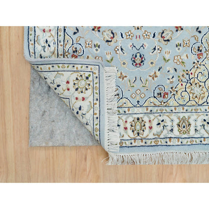 Fine Oriental Wool Hand Knotted Rug Blue Ivory 2.9X8.4 -O090030