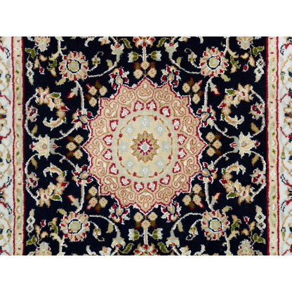 Fine Oriental Wool Hand Knotted Rug Blue Ivory 2.7X24.5 -O090036