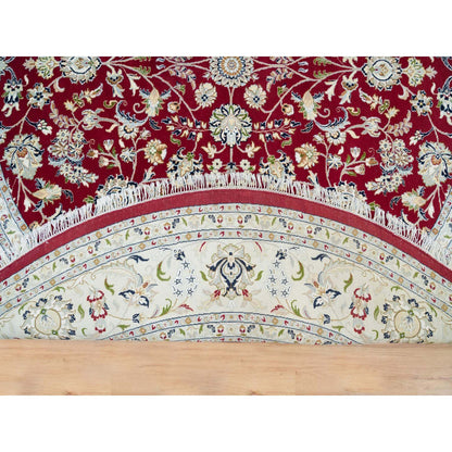 Fine Oriental Wool Hand Knotted Rug Red Ivory 9.8X9.8 -O090050