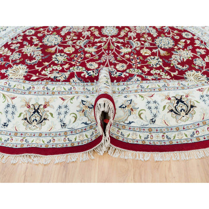 Fine Oriental Wool Hand Knotted Rug Red Ivory 9.8X9.8 -O090050