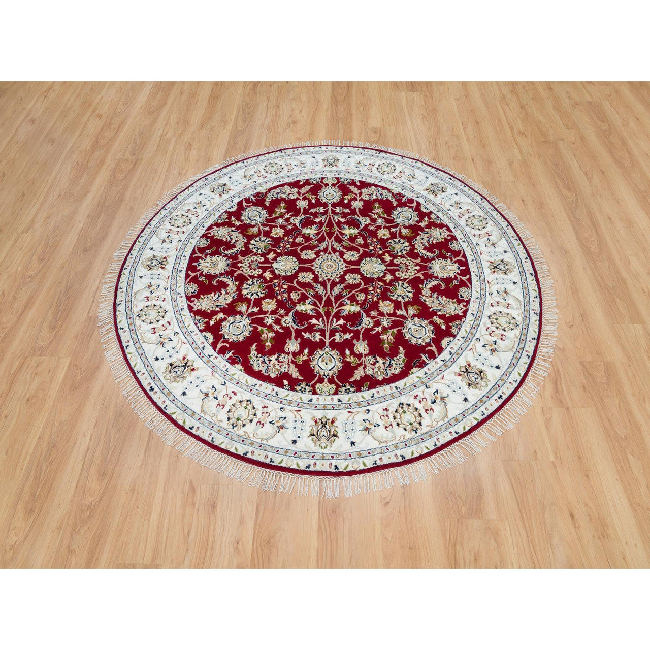 Red 6'0" x 6'0" Fine Oriental Hand knotted Wool Rug -O090052