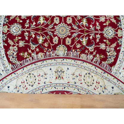 Fine Oriental Wool Hand Knotted Rug Red Ivory 6.0X6.0 -O090052