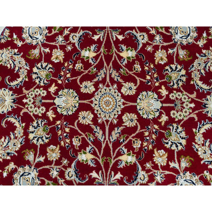 Fine Oriental Wool Hand Knotted Rug Red Ivory 6.0X6.0 -O090052