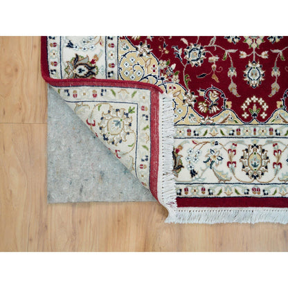 Fine Oriental Wool Hand Knotted Rug Red Ivory 4.1X4.1 -O090057