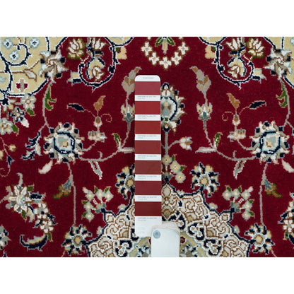 Fine Oriental Wool Hand Knotted Rug Red Ivory 4.1X4.1 -O090057