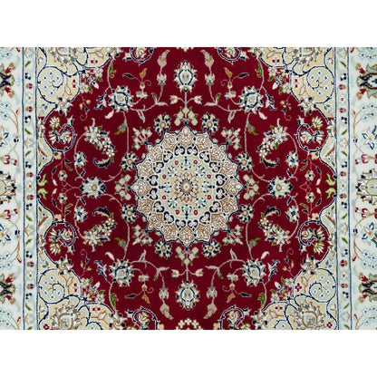Fine Oriental Wool Hand Knotted Rug Red Ivory 4.1X4.1 -O090057