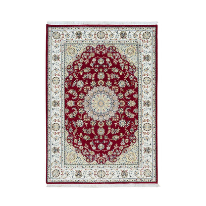 Fine Oriental Wool Hand Knotted Rug Red Ivory 4.6X6.10 -O090062