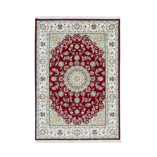 Fine Oriental Wool Hand Knotted Rug Red Ivory 4.6X6.10 -O090062