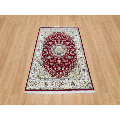 Fine Oriental Wool Hand Knotted Rug Red Ivory 4.6X6.10 -O090062