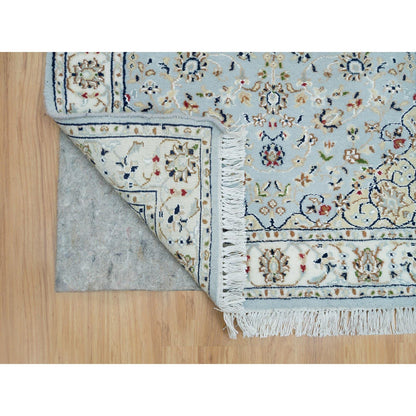 Fine Oriental Wool Hand Knotted Rug Blue Ivory 2.9X14.0 -O090063