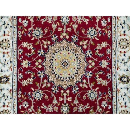 Fine Oriental Wool Hand Knotted Rug Red Ivory 2.8X17.10 -O090064