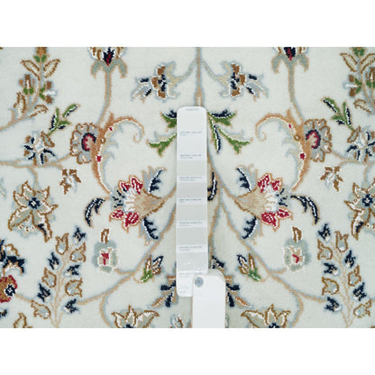 Fine Oriental Wool Hand Knotted Rug Ivory Blue 6.0X6.0 -O090068