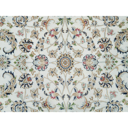 Fine Oriental Wool Hand Knotted Rug Ivory Blue 6.0X6.0 -O090068