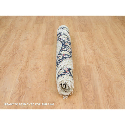 Fine Oriental Wool Hand Knotted Rug Ivory Blue 6.0X6.0 -O090068