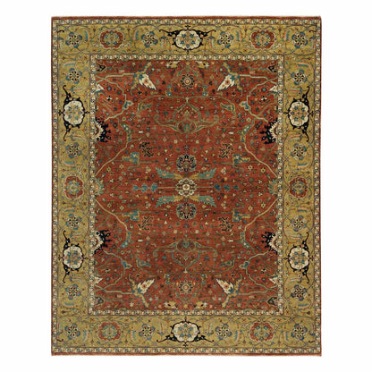 Heriz Wool Hand Knotted Rug Red Gold 8.1X10.1 -O090079