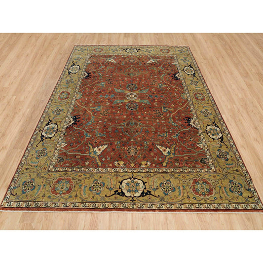 Heriz Wool Hand Knotted Rug Red Gold 8.1X10.1 -O090079
