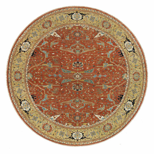 Heriz Wool Hand Knotted Rug Red Gold 11.11X11.11 -O090083
