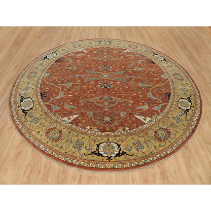 Heriz Wool Hand Knotted Rug Red Gold 11.11X11.11 -O090083