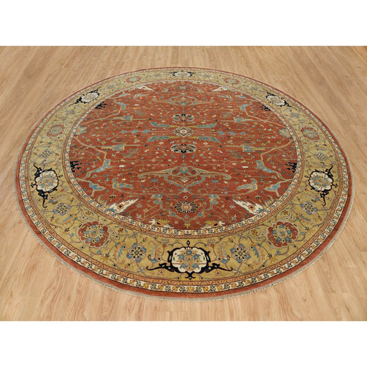 Heriz Wool Hand Knotted Rug Red Gold 11.11X11.11 -O090083