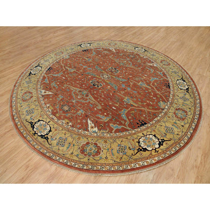Heriz Wool Hand Knotted Rug Red Gold 11.11X11.11 -O090083