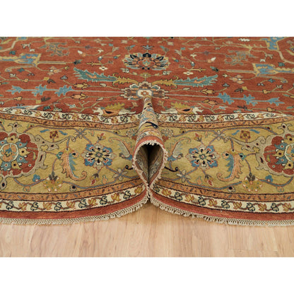 Heriz Wool Hand Knotted Rug Red Gold 11.11X11.11 -O090083