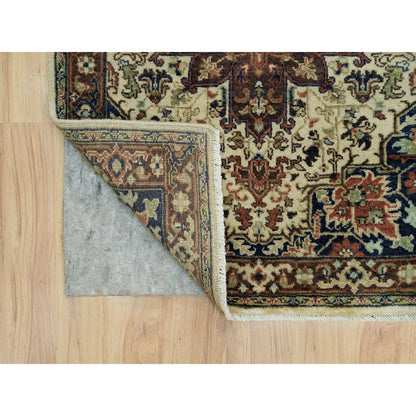 Heriz Wool Hand Knotted Rug Beige Dark Brown 2.8X12.3 -O090084