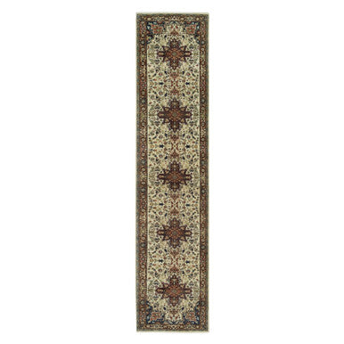 Heriz Wool Hand Knotted Rug Beige Dark Brown 2.8X12.3 -O090086