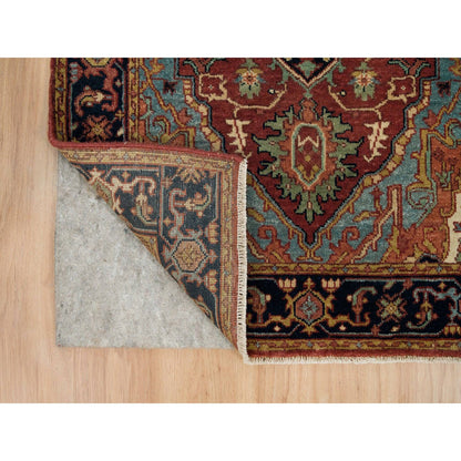 Heriz Wool Hand Knotted Rug Red Navy Blue 2.7X23.9 -O090091