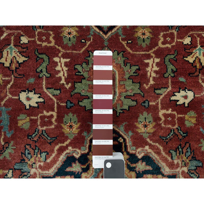 Heriz Wool Hand Knotted Rug Red Navy Blue 2.7X23.9 -O090091