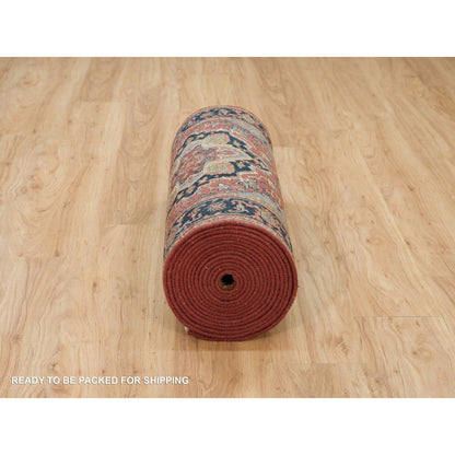 Heriz Wool Hand Knotted Rug Red Navy Blue 2.7X23.9 -O090091