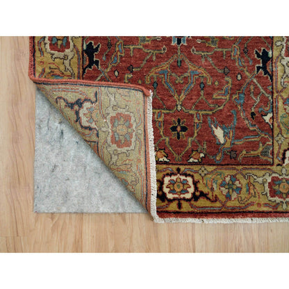 Heriz Wool Hand Knotted Rug Red Gold 2.6X20.0 -O090093