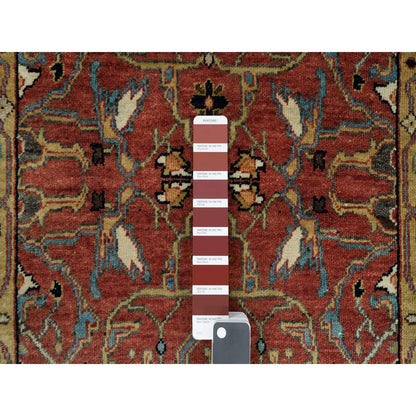 Heriz Wool Hand Knotted Rug Red Gold 2.6X20.0 -O090093