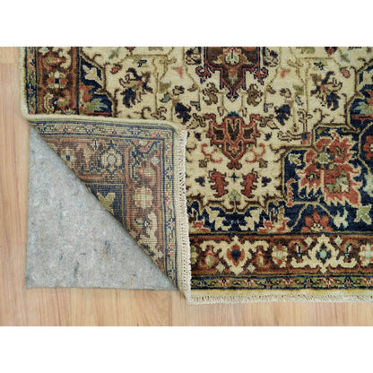 Heriz Wool Hand Knotted Rug Beige Dark Brown 2.8X6.1 -O090095