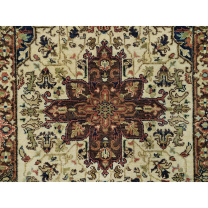Heriz Wool Hand Knotted Rug Beige Dark Brown 2.8X6.1 -O090095