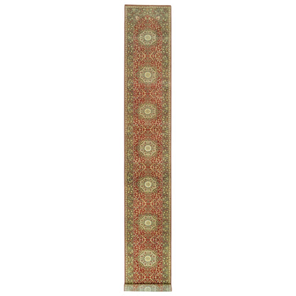 Fine Oriental Wool Hand Knotted Rug Red Brown 2.7X18.0 -O090107